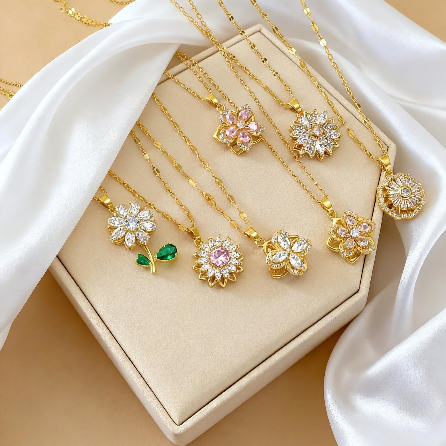 Rotating Sunflower Necklace