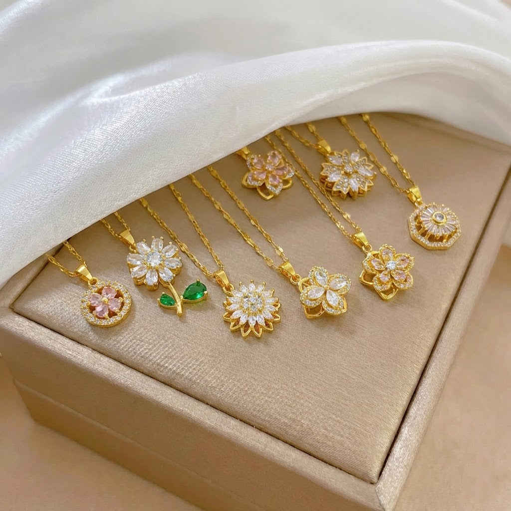 Rotating Sunflower Necklace
